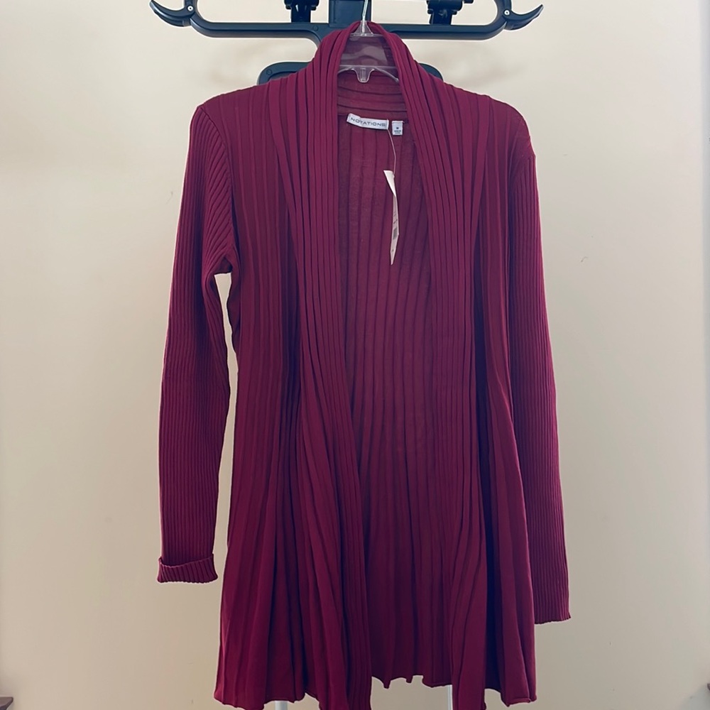NWT Women's Notations Long Sleeve Open Front Textured Cardigan Sweater  Med